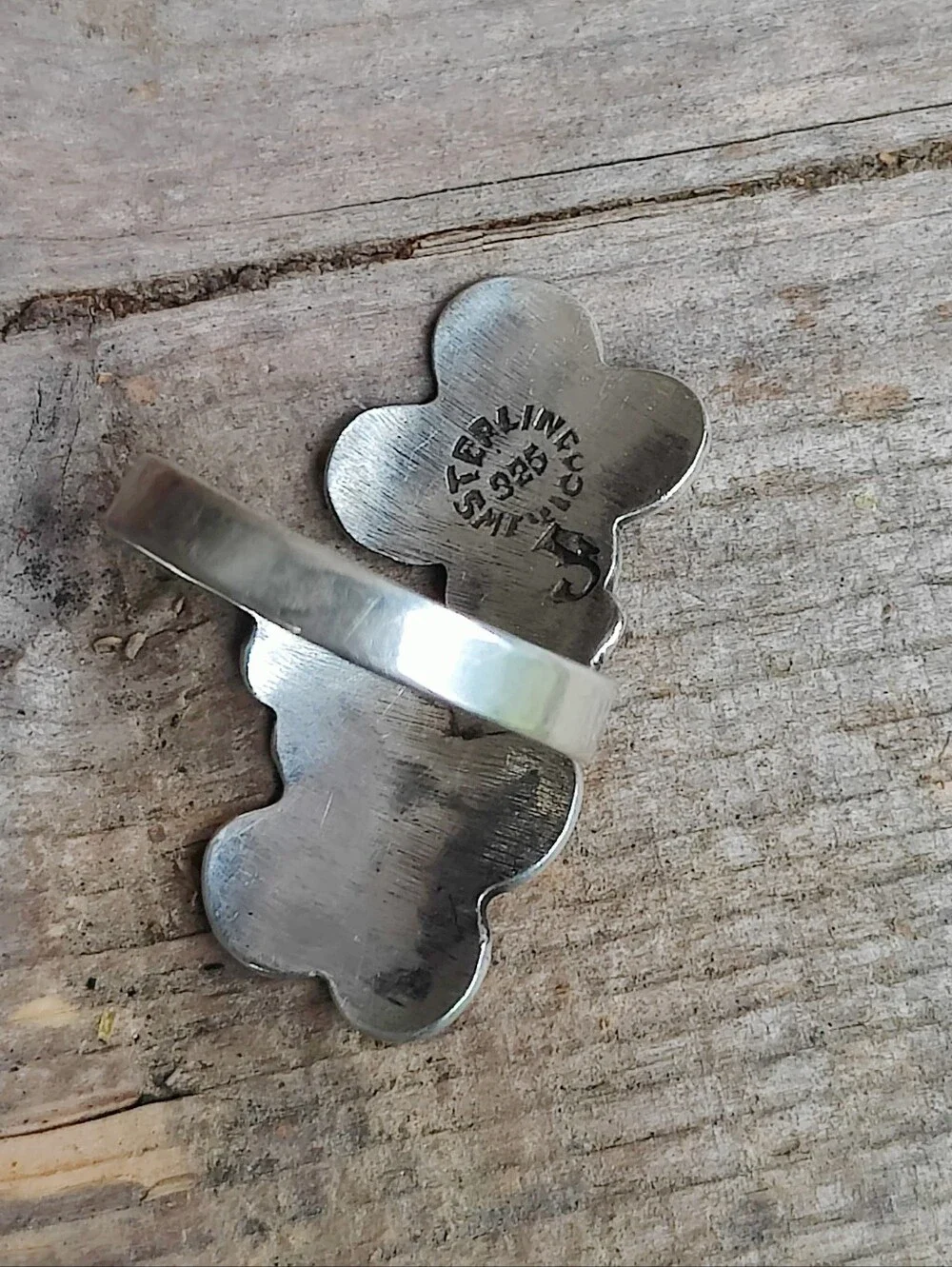 Vintage Sterling Silver Mexican Artisan Made Enameled Flower Bypass Ring